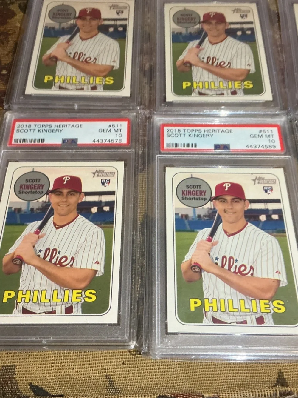 1 Scott Kingery 2018 Topps Heritage #511 rookie card Graded PSA 10
